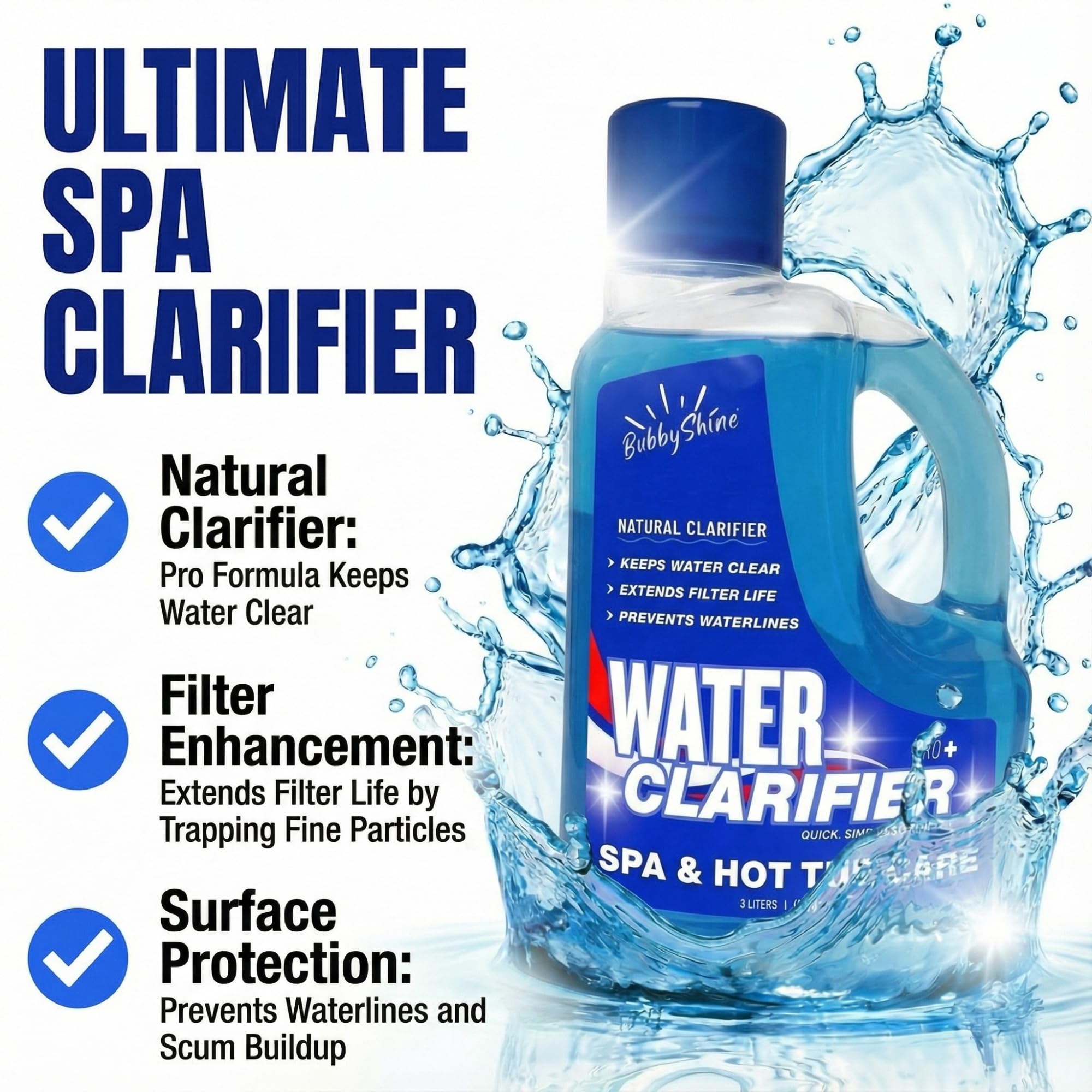 BubbyShine Hot Tub Clarifier, Hot Tub Water Clarifier, Spa Clarifier, 3 L