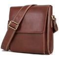Augus Leather Messenger Shoulder Crossbody Bag for Men Work Business Vintage Magnetic Buckle Big Capacity Adjustable straps (Brown red)