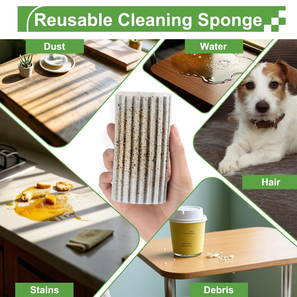 Jeymei 4-Pack Damp Clean Duster Sponge,Damp Dusting Sponge,Duster Baseboard Cleaner Sponge with Ridges,Reusable Wet Duster Sponge,Household Cleaning Sponges for Blinds(Grey,Yellow,Pink,Green)