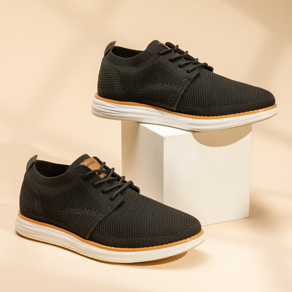 Bruno Marc Men's KnitFlex Breeze Mesh Sneakers Oxfords Lace-Up Lightweight Casual Walking Shoes,Size 10.5,Black,GRAND-01