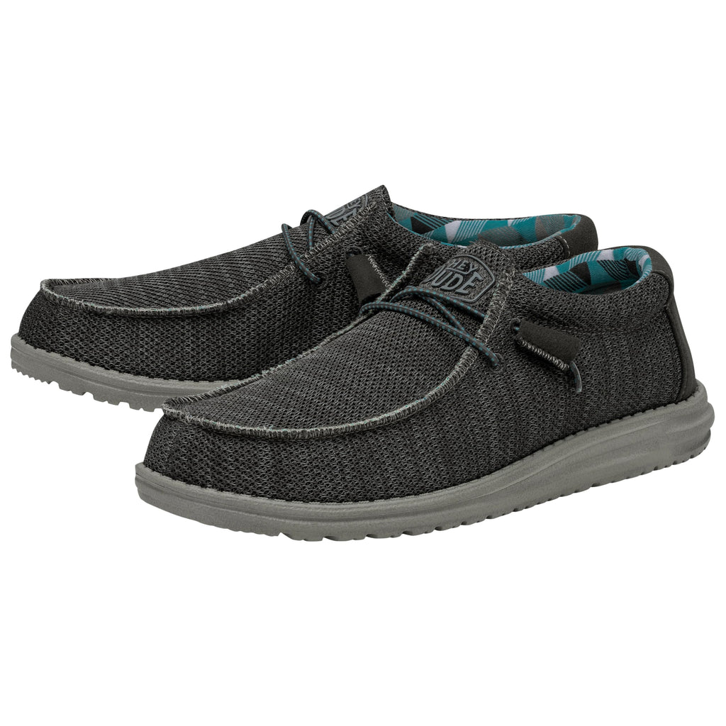 HEYDUDE Men's Wally Sox | Mens Shoes | Men's Lace Up Loafers | Comfortable & Light-Weight Charcoal