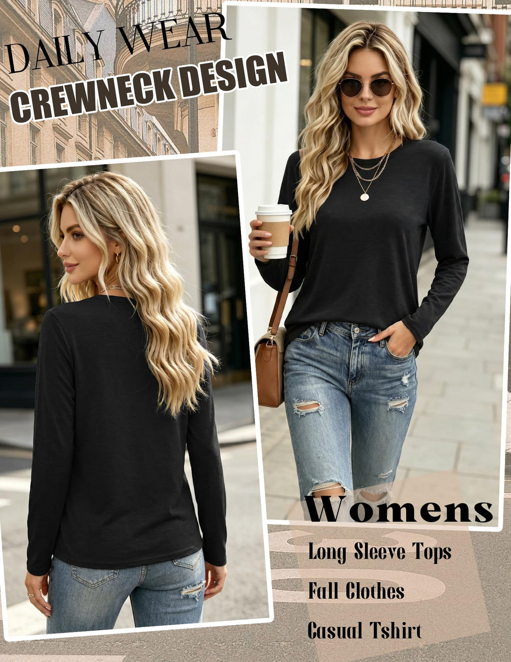 Zeagoo Womens Tops Long Sleeve Business Casual Outfit Crewneck Fall Outfit