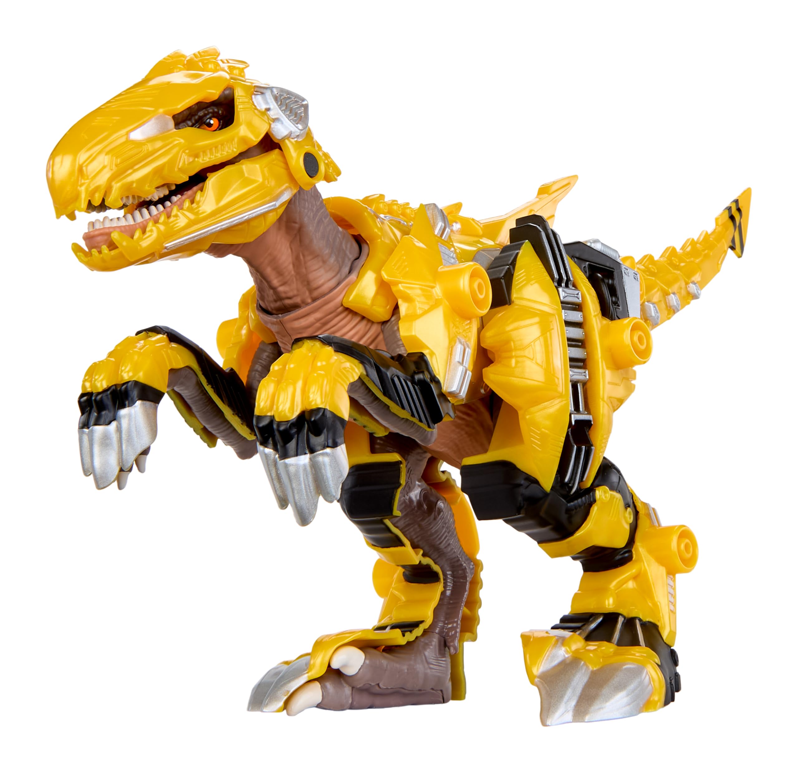 Armorsaurs Armor-Up Yellow Raptor Dinosaur Blaze Toy Figure with 7 Removable Armor Pieces and Tail-Triggered Chomp Action, 7" H x 15.2" L, Kids, Boys, Girls, Ages 6+