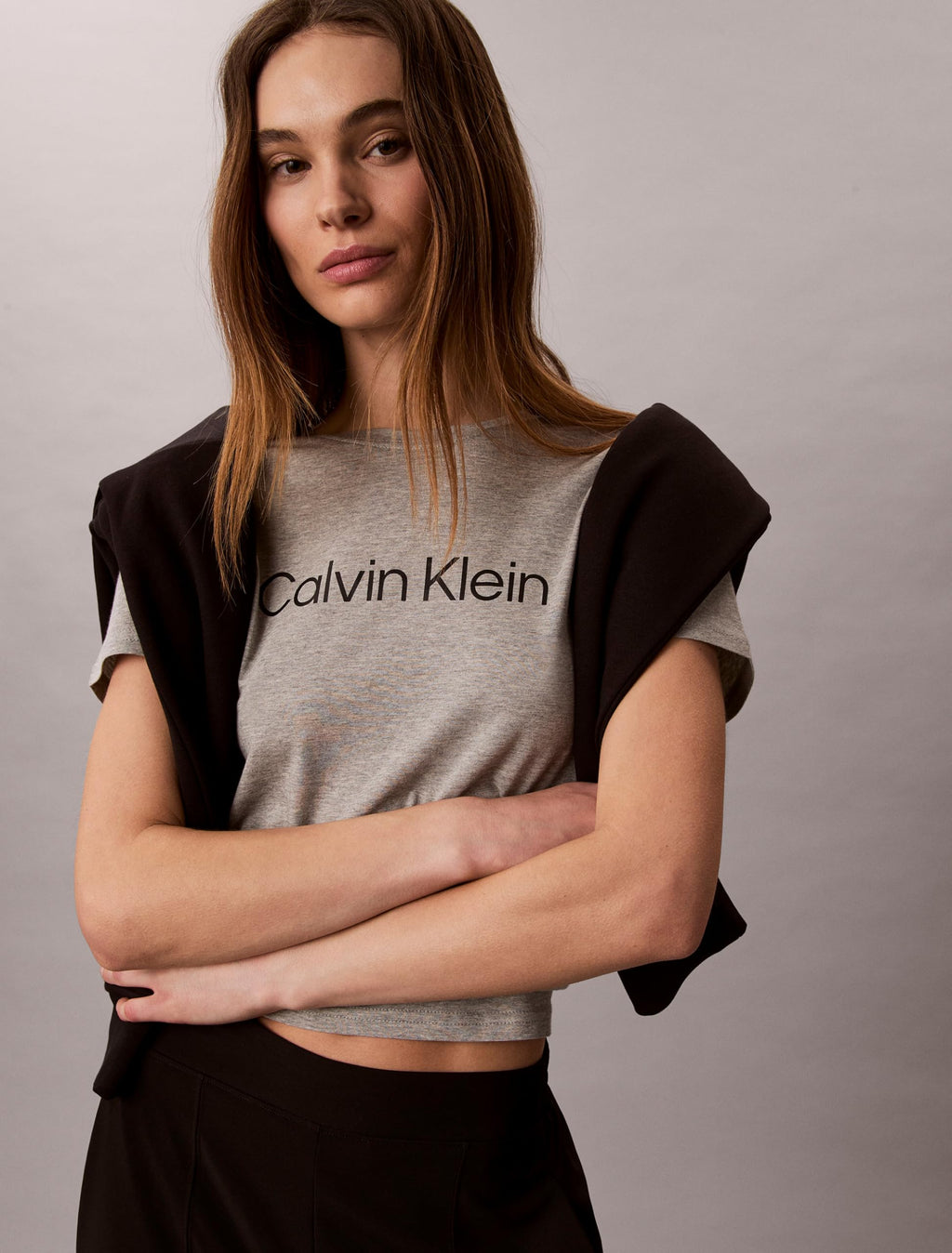Calvin Klein Women's Performance Cotton Modal Logo Tee Grey Heather