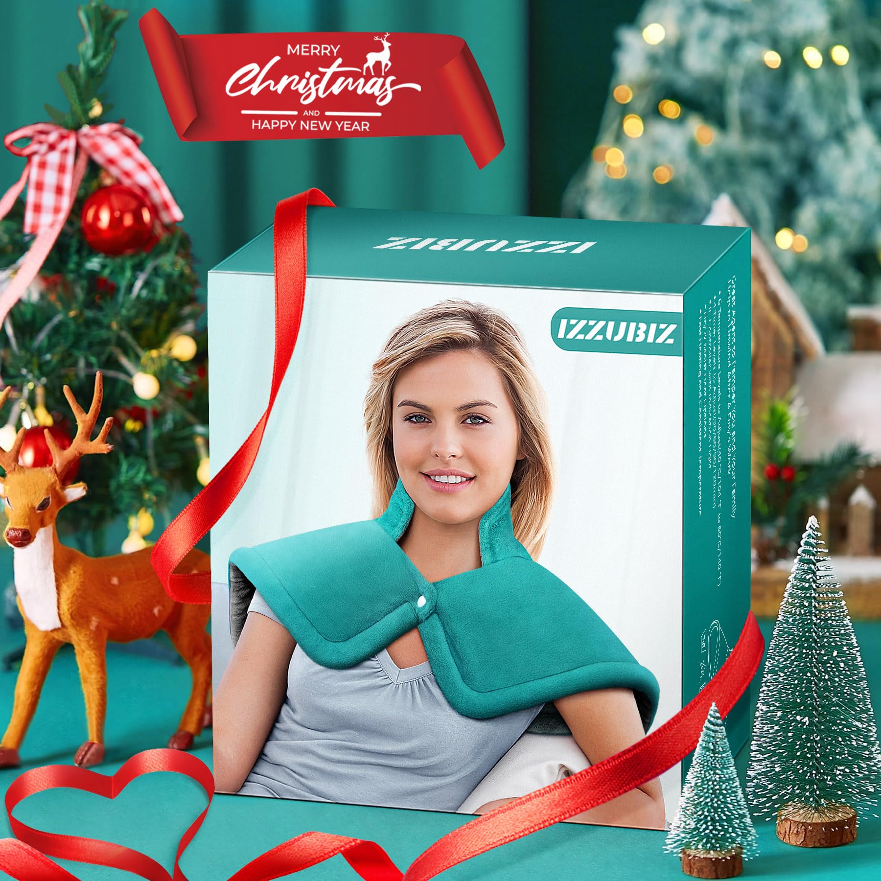 IZZUBIZ Mothers Day Gifts for Mom from Daughter Son, Neck Shoulder Heating Pad Gift for Wife, Fathers Day Dad Gifts, Electric Weighted Heat Pads for Back, Cramps and Leg, Gifts for Women Men Christmas