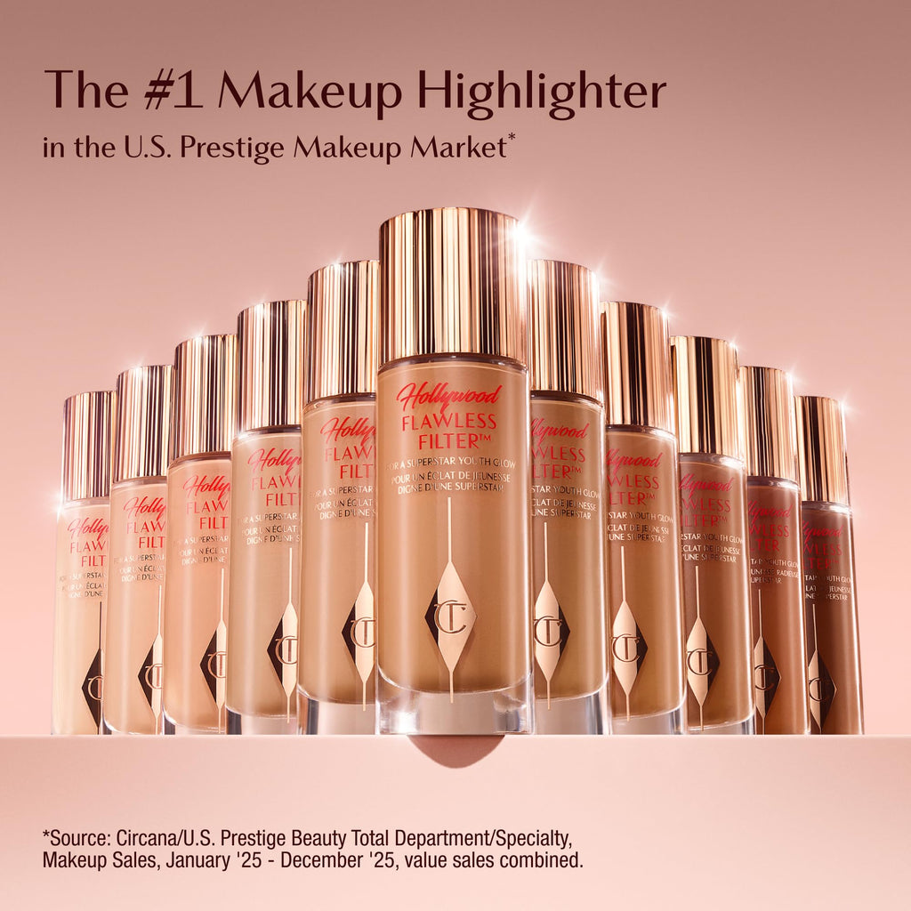 Charlotte Tilbury Hollywood Flawless Filter - Multi‑Use Makeup Primer, Complexion Booster & Illuminating Liquid Highlighter with Sheer Coverage - Smooths & Blurs Skin - 2 Fair