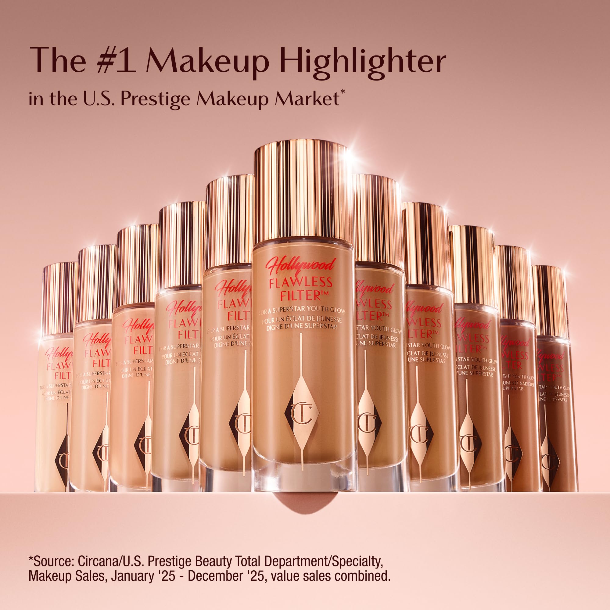 Charlotte Tilbury Hollywood Flawless Filter - Multi‑Use Makeup Primer, Complexion Booster & Illuminating Liquid Highlighter with Sheer Coverage - Smooths & Blurs Skin - 2 Fair
