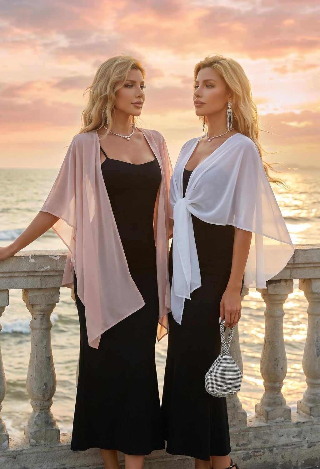 Avidlove Shawl and Wraps Shrug for Evening Dresses Sheer Chiffon Cape Women Elegant Silky Wraps Wedding Scarf Cover Up Champagne One Size