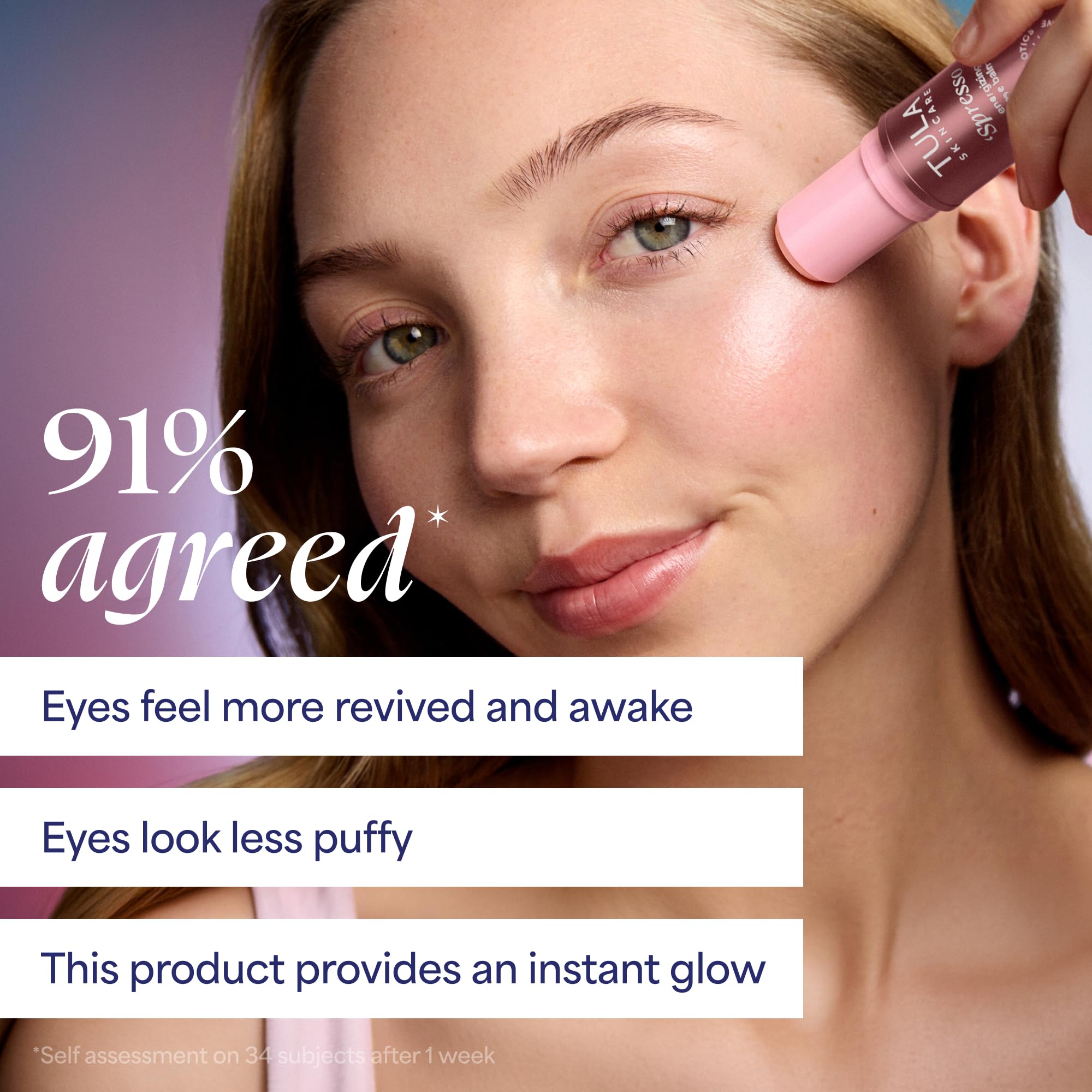 TULA Skin Care Spresso Energizing Eye Balm, Rose Glow - Energizing & Hydrating Caffeine Under Eye Treatment for Dark Circles, Portable and Perfect to Use On-the-go, 0.35 oz.