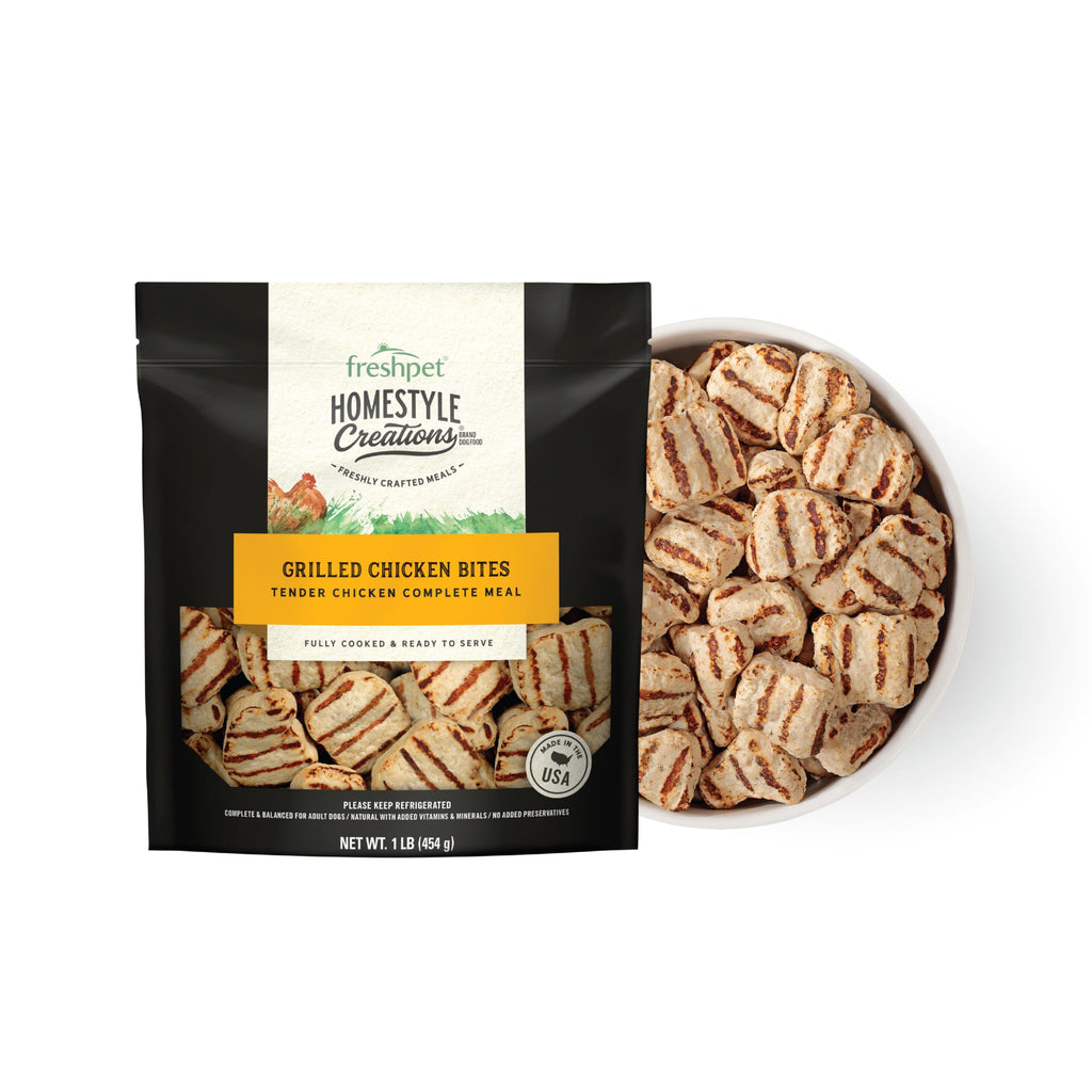 Freshpet Fresh Dog Food, Homestyle Creations Grilled Chicken Bites, Tender Chicken Complete Meal, 1lb