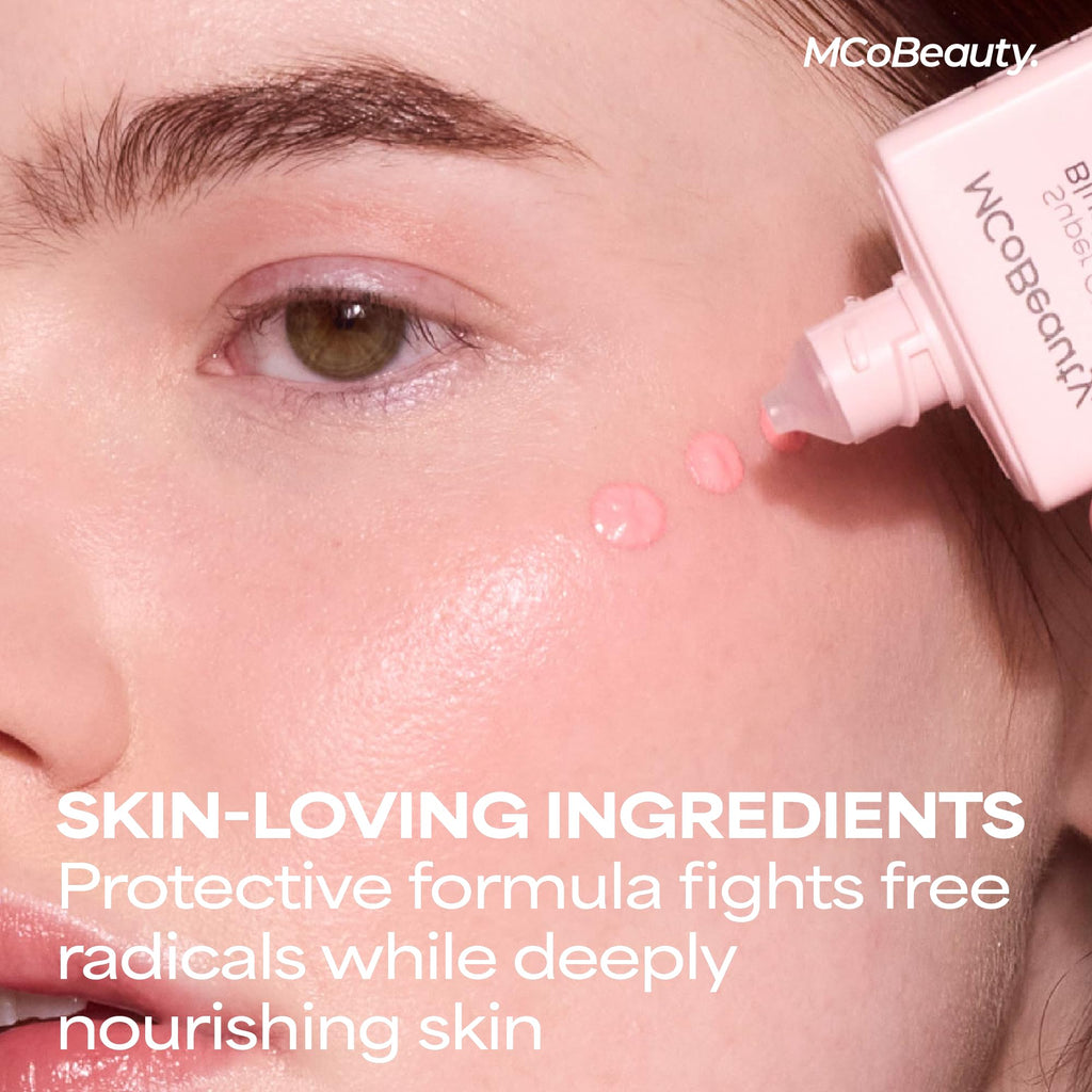 MCoBeauty Super Glow Blush Drops - Blush Pink - Liquid Cheek Color - Buildable Warm Flush with Jojoba Oil Hyaluronic Acid Cocoa Extract White Tea Antioxidants - Vegan & Cruelty Free