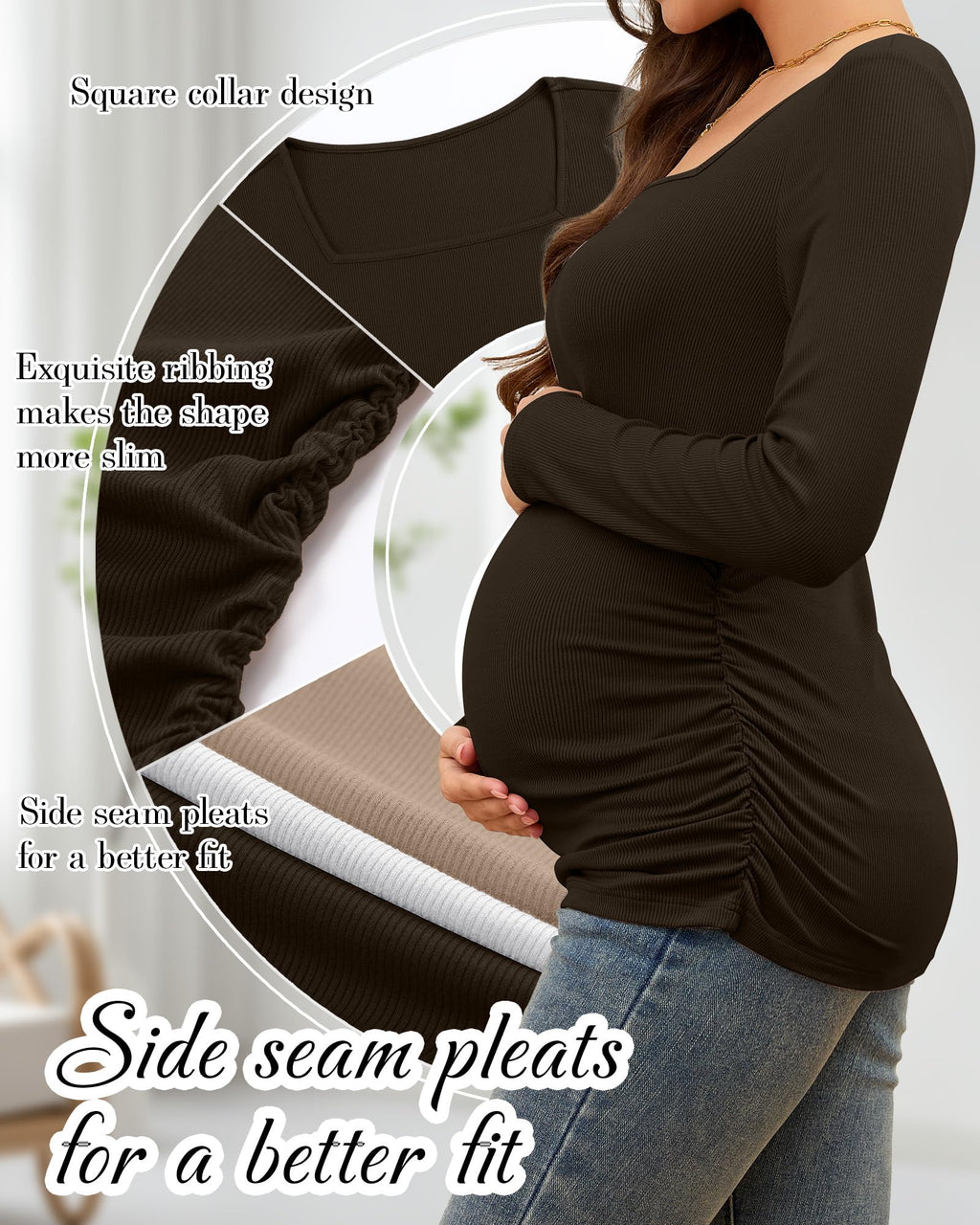 Huukeay 4 Pack Women's Maternity Shirts, X-Large, 4-Color