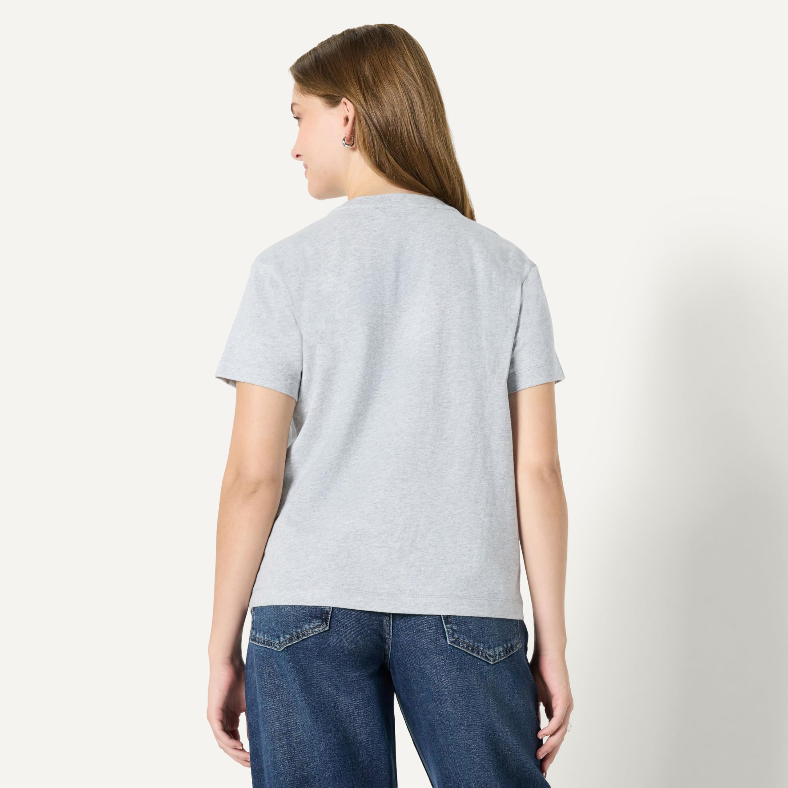 Amazon Essentials Women's Relaxed-Fit Cotton Crewneck T-Shirt, Light Grey Heather, X-Large