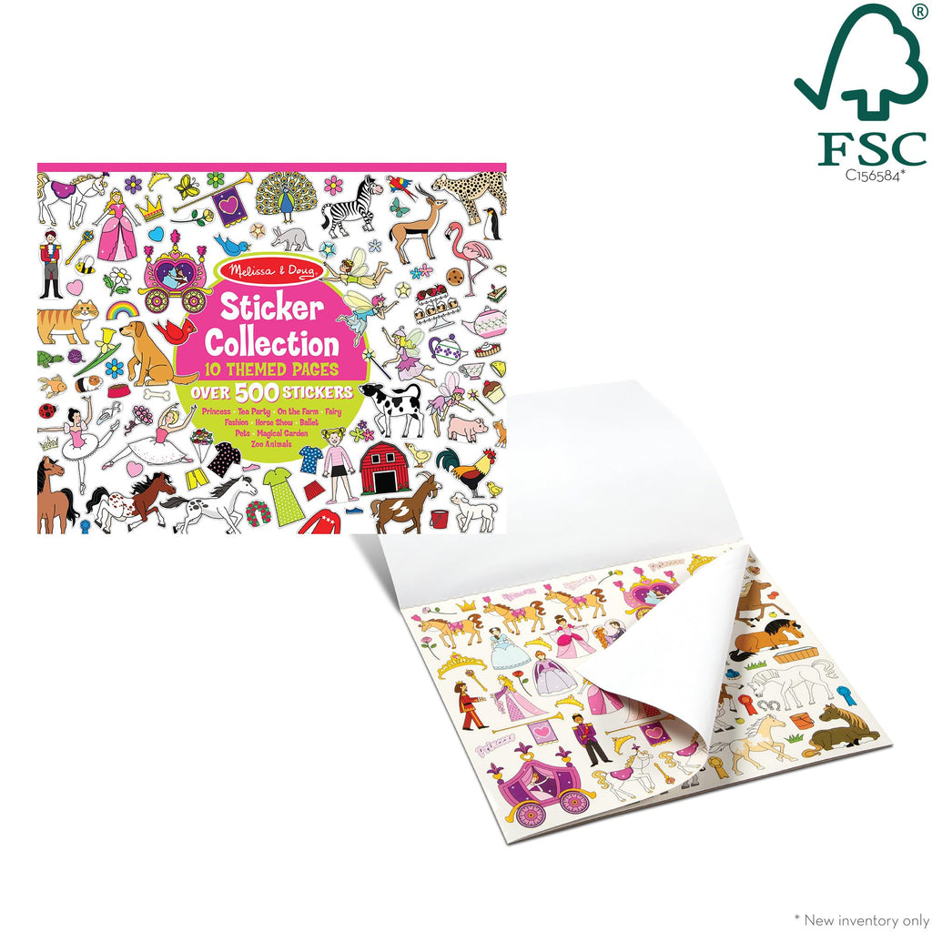 Melissa & Doug Sticker Collection Book: Princesses, Tea Party, Animals, and More - 500+ Stickers - FSC Certified