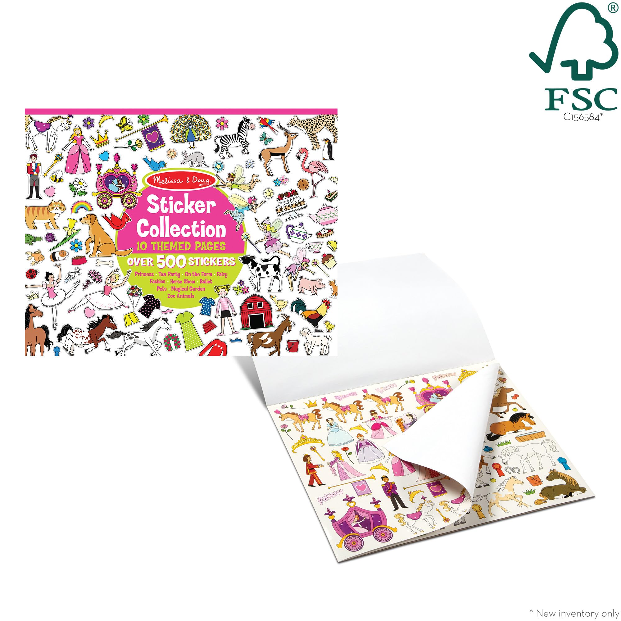 Melissa & Doug Sticker Collection Book: Princesses, Tea Party, Animals, and More - 500+ Stickers - FSC Certified