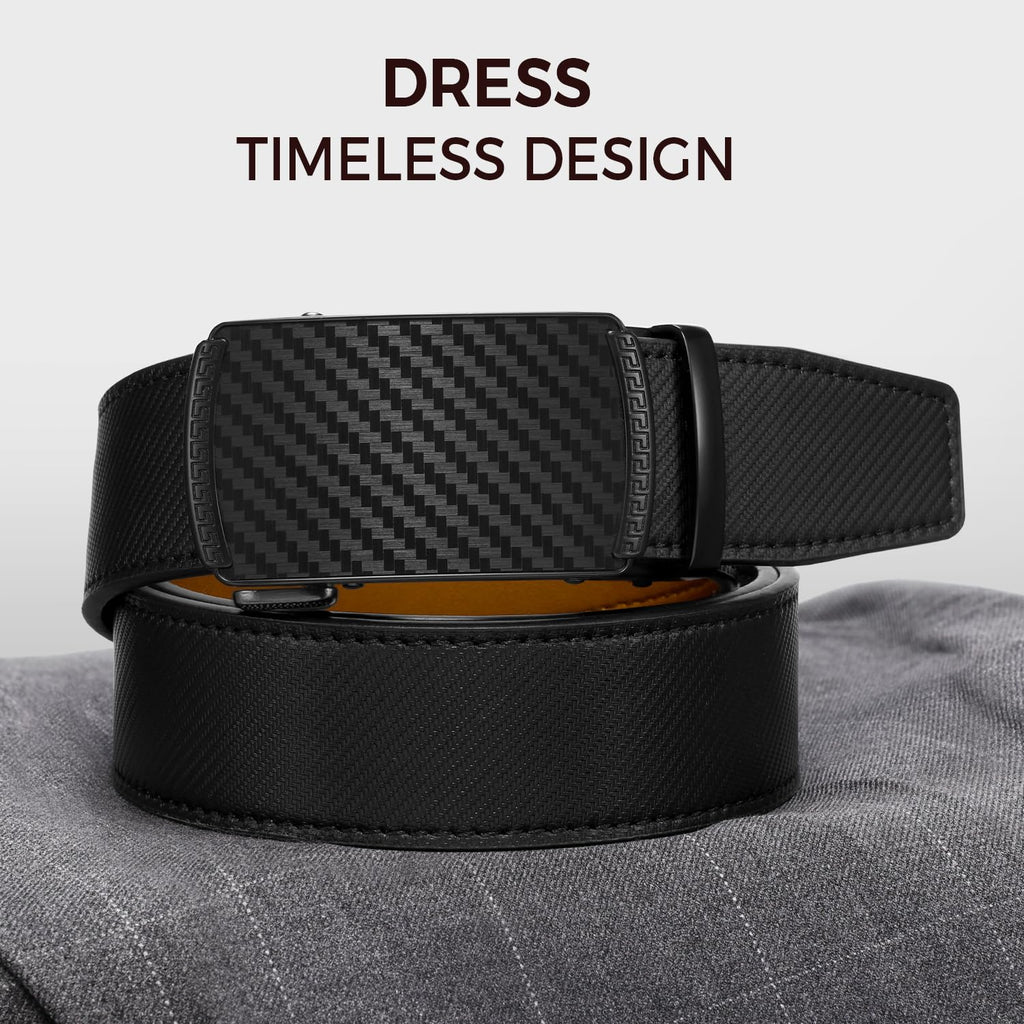 Zitahli Belt Men, Ratchet Belt Dress with 1 3/8" Premium Leather,Slide Belt with Easier Adjustable Automatic Buckle,Trim to Fit Size 30"-36"