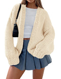 PRETTYGARDEN Cardigan Sweaters for Women Trendy Fall Fashion 2025 Long Sleeve Chunky Knit Cardigans Winter Clothing Outfits (Beige,Small)
