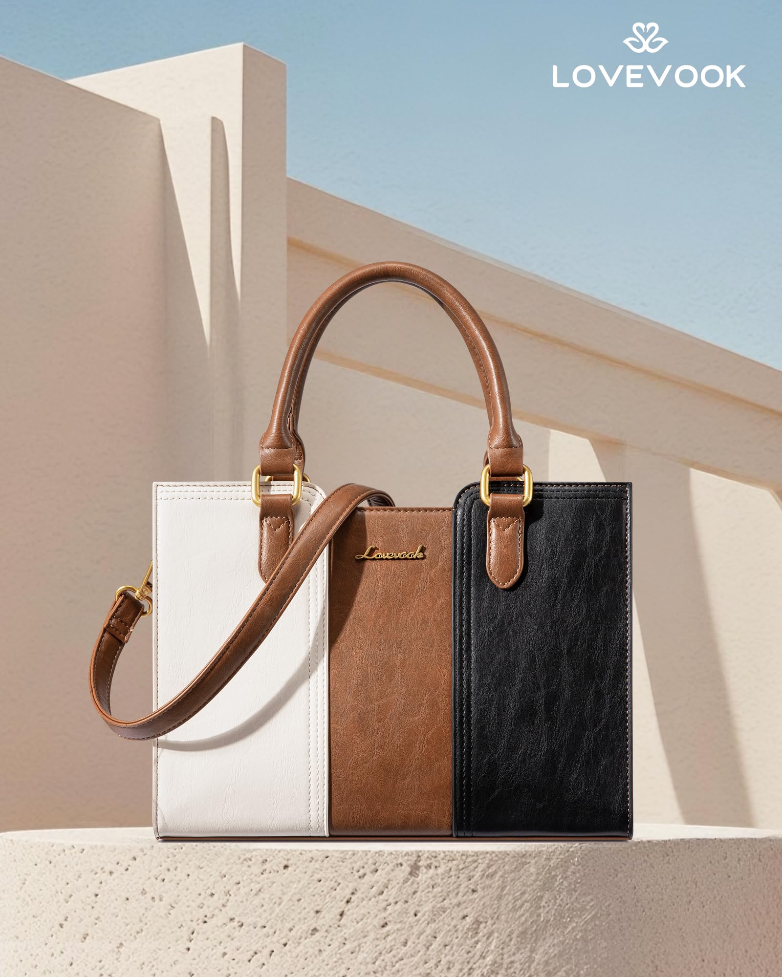 LOVEVOOK Purse for Women, Vintage Leather Shoulder Handbag, Small Ladies Satchel Tote Purse, Top Handle Crossbody Bag for Work, Travel and Daily Outings