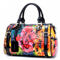 Genuine Leather Bags Flower Purses Floral Bag Tote Handbags for Women Cross Body Hobo Satchel Designer Medium Bag(Doodle)