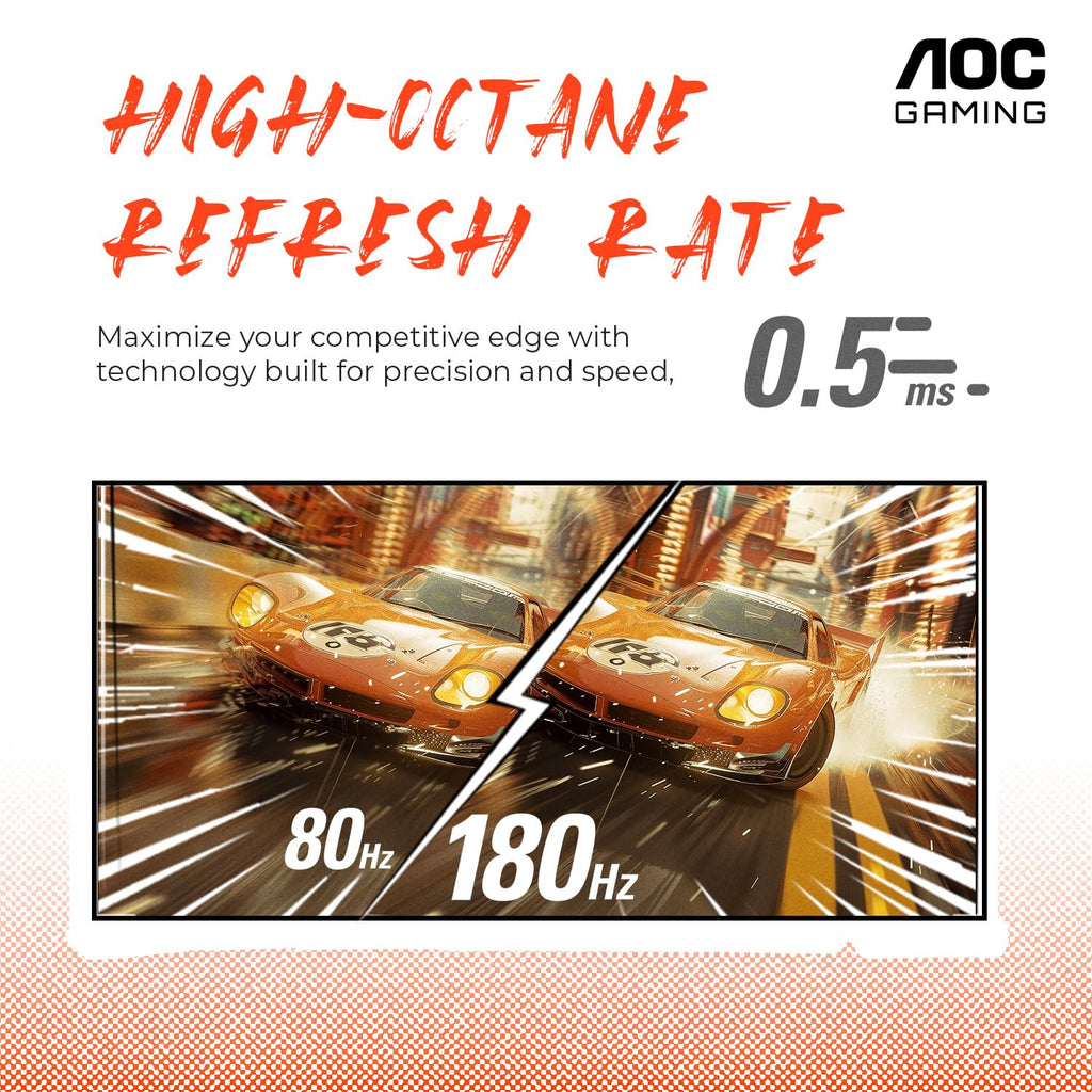 AOC CQ27G4H 27" Curved Gaming Monitor, QHD 2K 2560x1440, 1500R VA, 180Hz 0.5ms, AMD FreeSync Premium, Height Adjustable Stand, Xbox PS5 Switch Compatiable, 3-Year Zero-Bright-dot