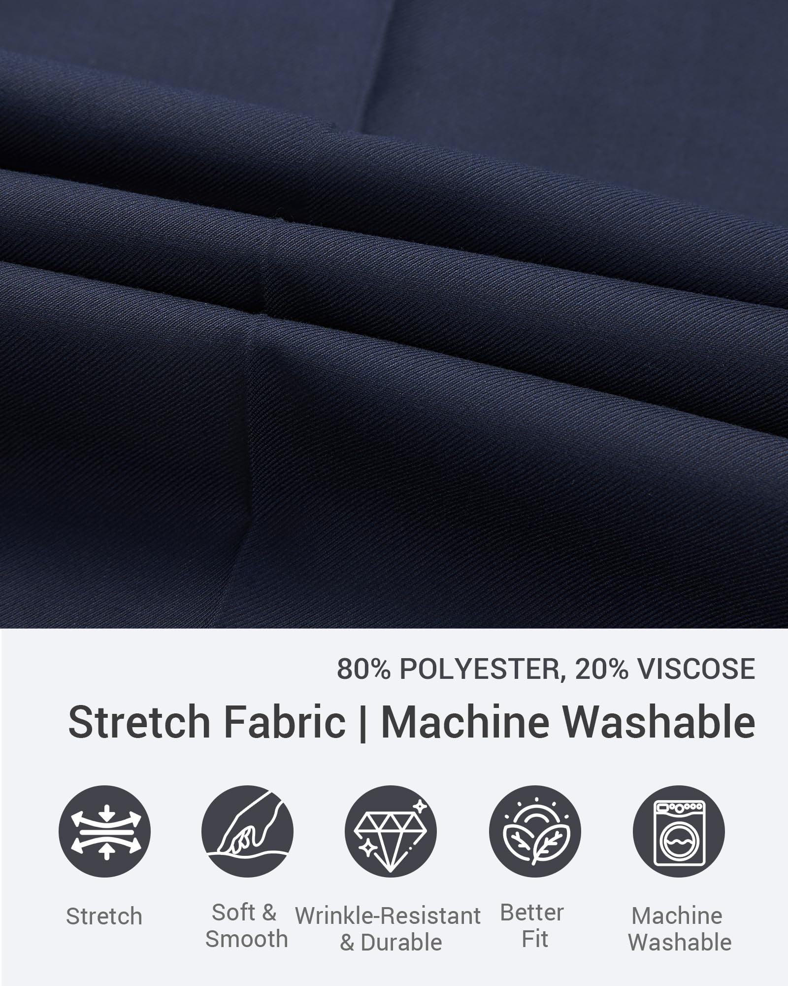 Men’s Slim Fit 2 Piece Suit Set, Stretch & Machine Washable, Single Breasted Business Formal Suit for Office & Wedding Guest