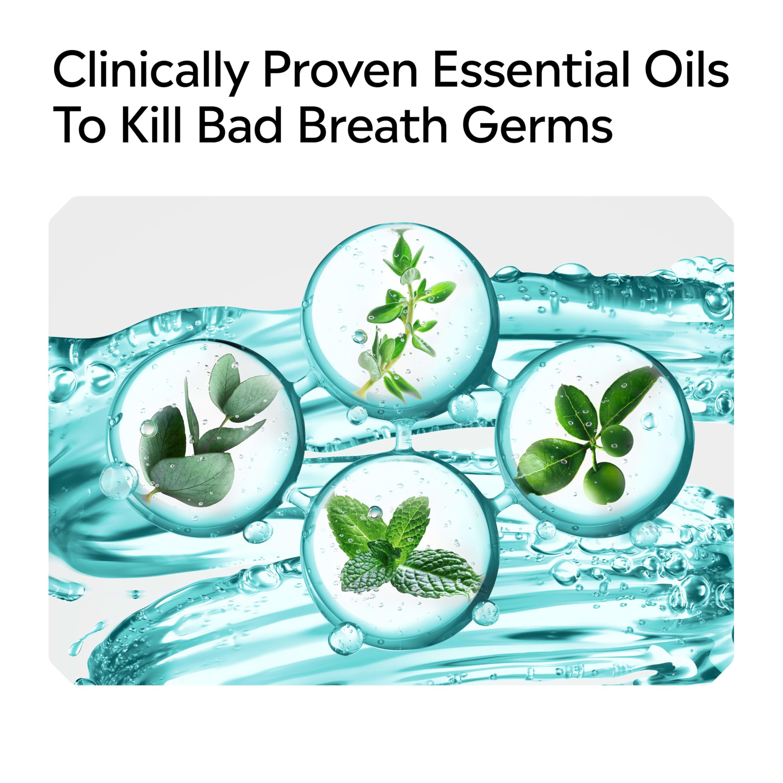 Listerine Cool Mint Alcohol-Free Mild Mouthwash, Oral Rinse Kills 99.9% of Germs That Cause Bad Breath, Less Intense Taste, Mild Mint Flavor, 1 L