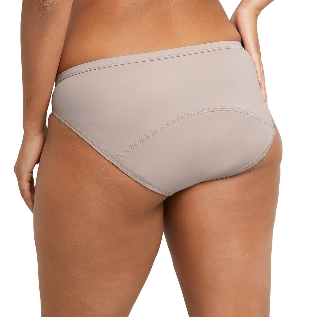 Maidenform Womens Moderate Protection Period Panties, Built-in Liner, Odor Guard, 3-pack Bikini Style Underwear, Black/Sparrow Brown Leopard/Evening Blush, Large US