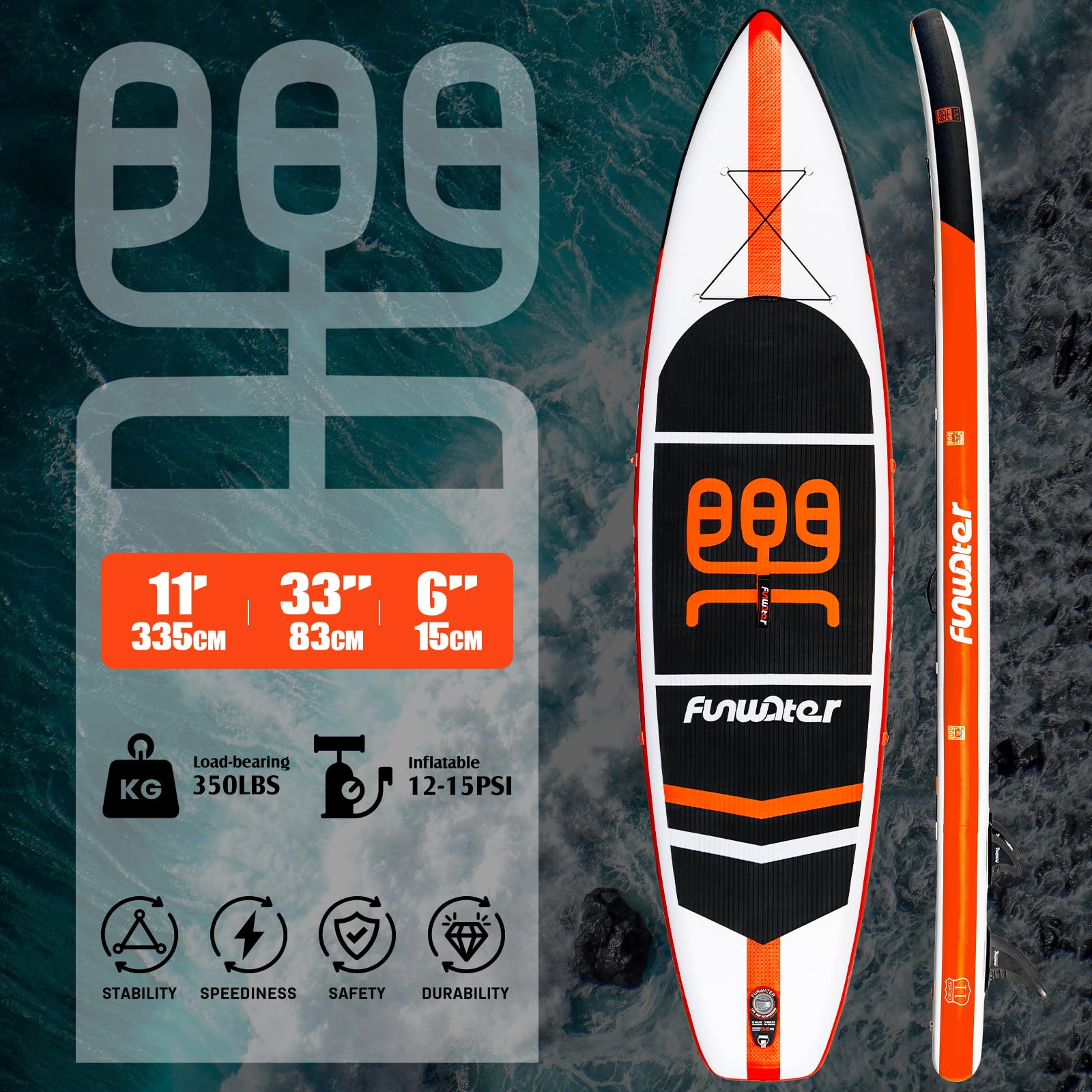 FunWater Inflatable Stand Up Paddle Board with Premium SUP Paddleboard Accessories, Anti-Slip EVA Deck, Paddle Boards for Adults & Youth of All Skill Levels