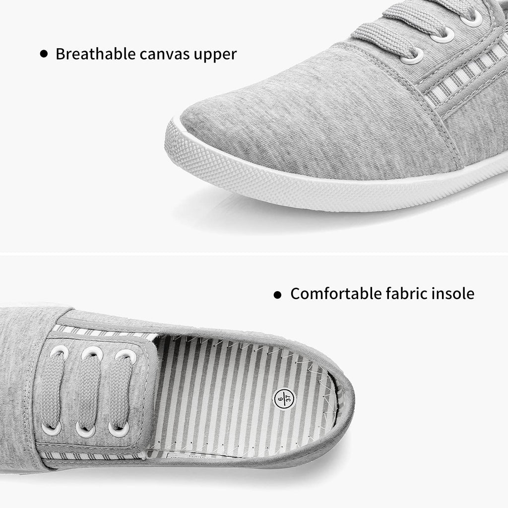 Women's Canvas Slip on Sneakers Casual Slip on Walking Shoes Womens Tennis Shoes Flat Dress Shoes Non Slip Work Shoes(Grey.us10)