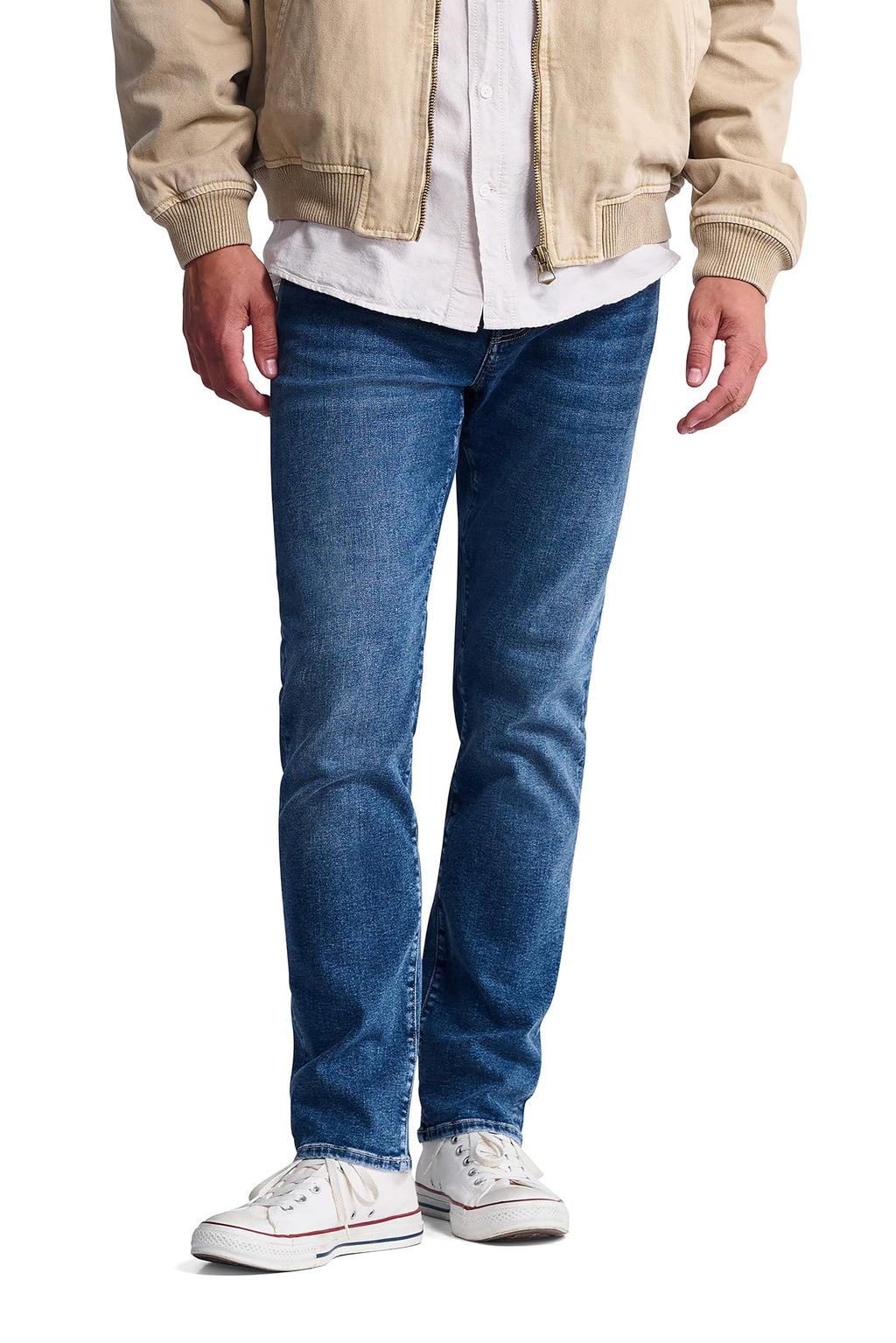 General Denim Works Bridge Men's Regular Rise Straight Leg Jeans, Mid Brushed Denim, 36x30