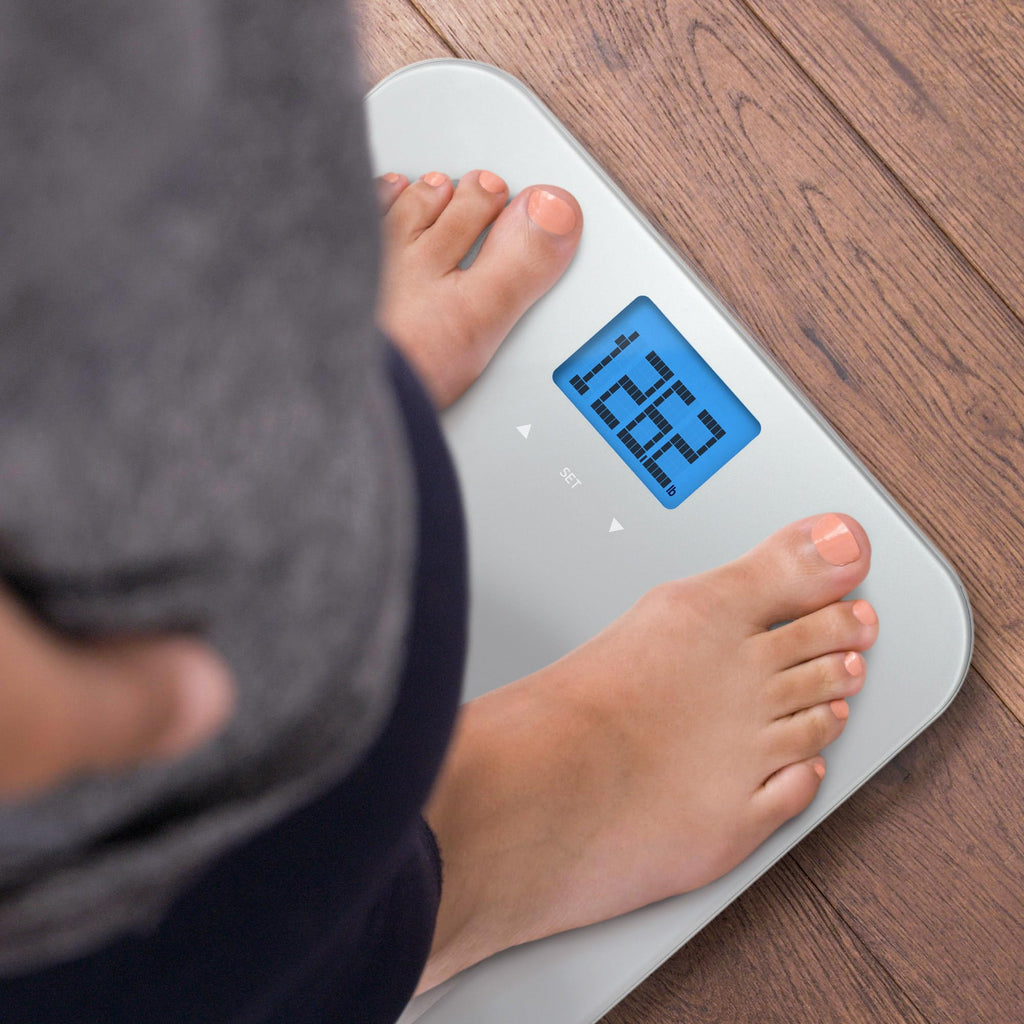Weight Gurus Digital Body Fat Scale with Large Backlit LCD and Smartphone Tracking (Silver)
