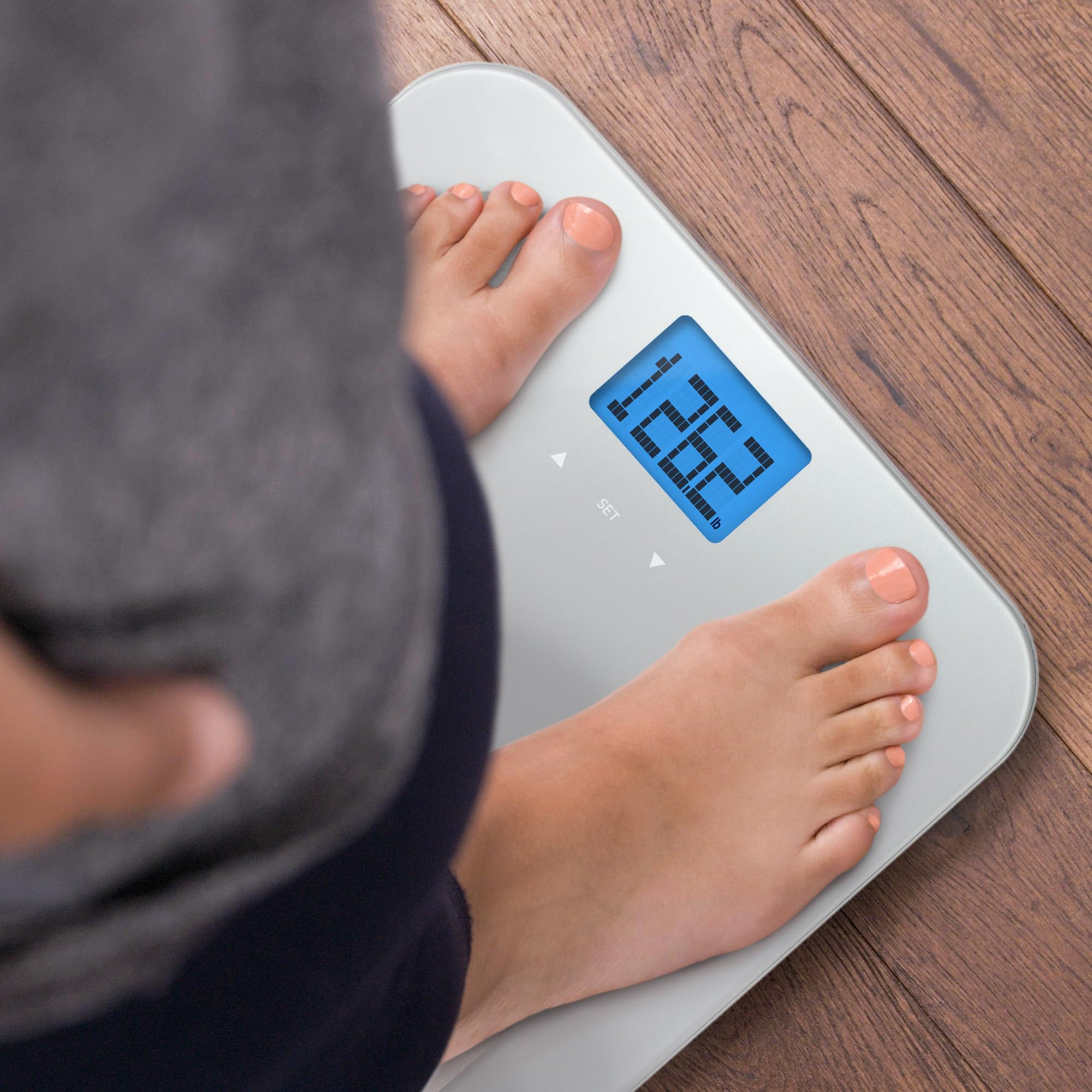 Weight Gurus Digital Body Fat Scale with Large Backlit LCD and Smartphone Tracking (Silver)