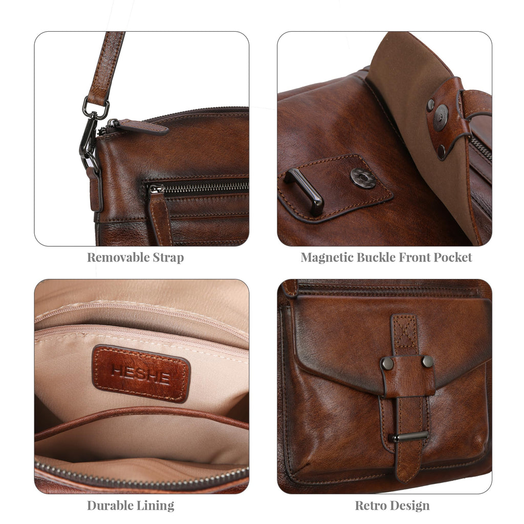 HESHE Leather Crossbody Bags for Women Shoulder Handbags Satchel Purse(CE)