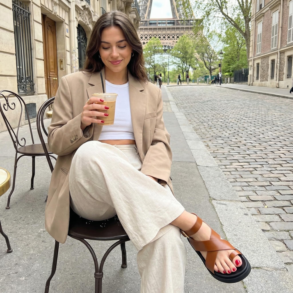 CUSHIONAIRE Entry Womens Ankle Wrap Molded Footbed Sandal with Adjustable Strap | Non-Slip Outsole | Womens Platform Sandals | Comfortable Summer Shoes | Wide Widths Available, WHISKEY 7W