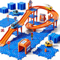Guminnara Toddler Puzzle Race Cars Track Toys for Kids Age 3-5 2-4 Years, 59PCS Puzzles Car Track Set Includes 2 Cars and Road Signs, Educational Birthday Gifts for Kids, Boys and Girls