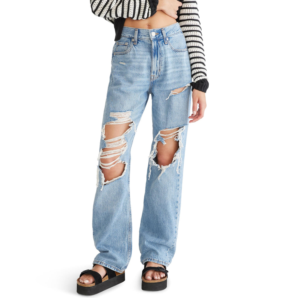 Aeropostale Womens Juniors High Rise Loose Fit Jean, Medium WASH, 10S
