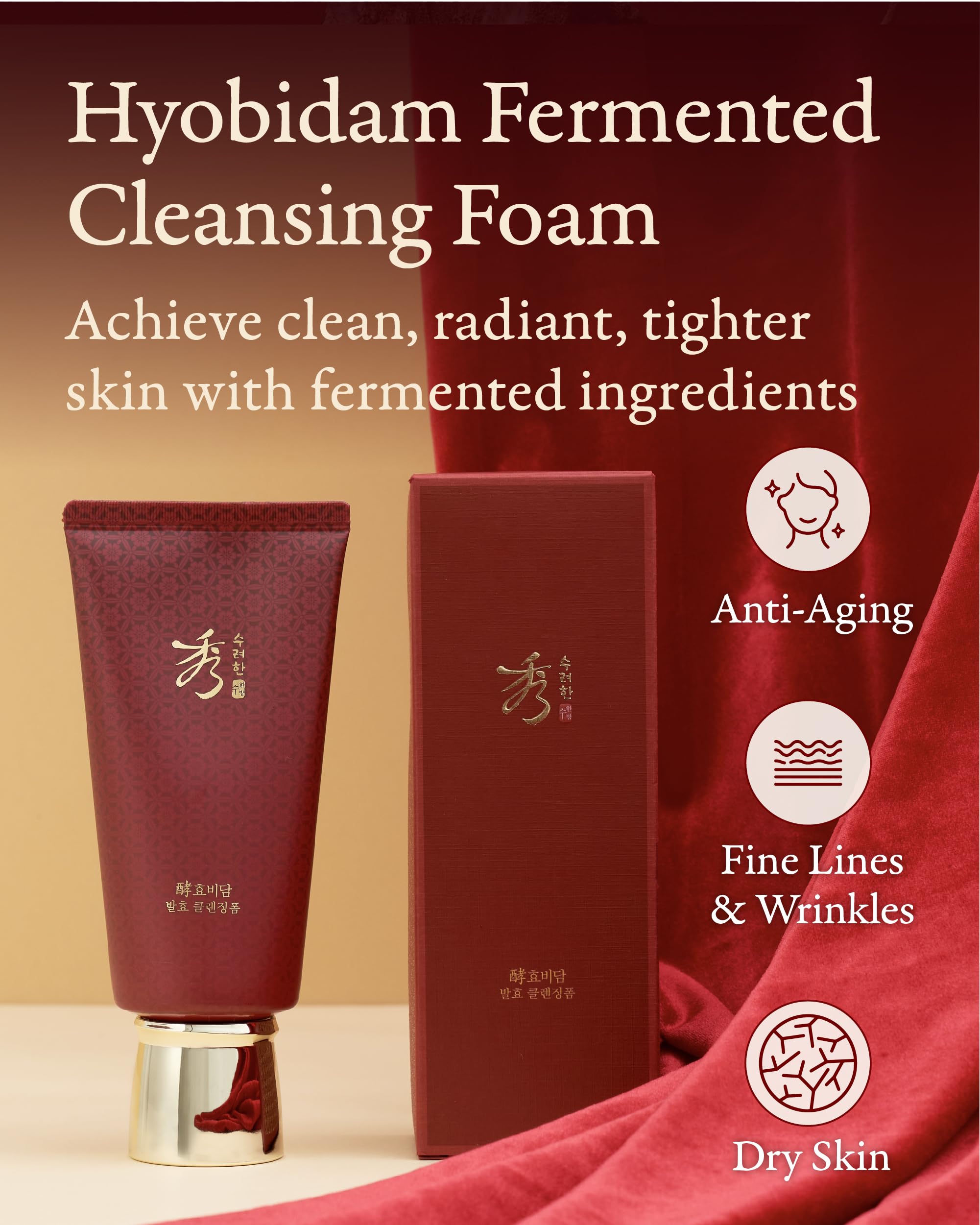 Sooryehan Hyobidam Fermented Cleansing Foam (5.4 fl oz) - Korean Skincare for Thorough Cleansing, Moisture Retention, and Softening Effects. with Baekhyodan™ to Remove Impurities