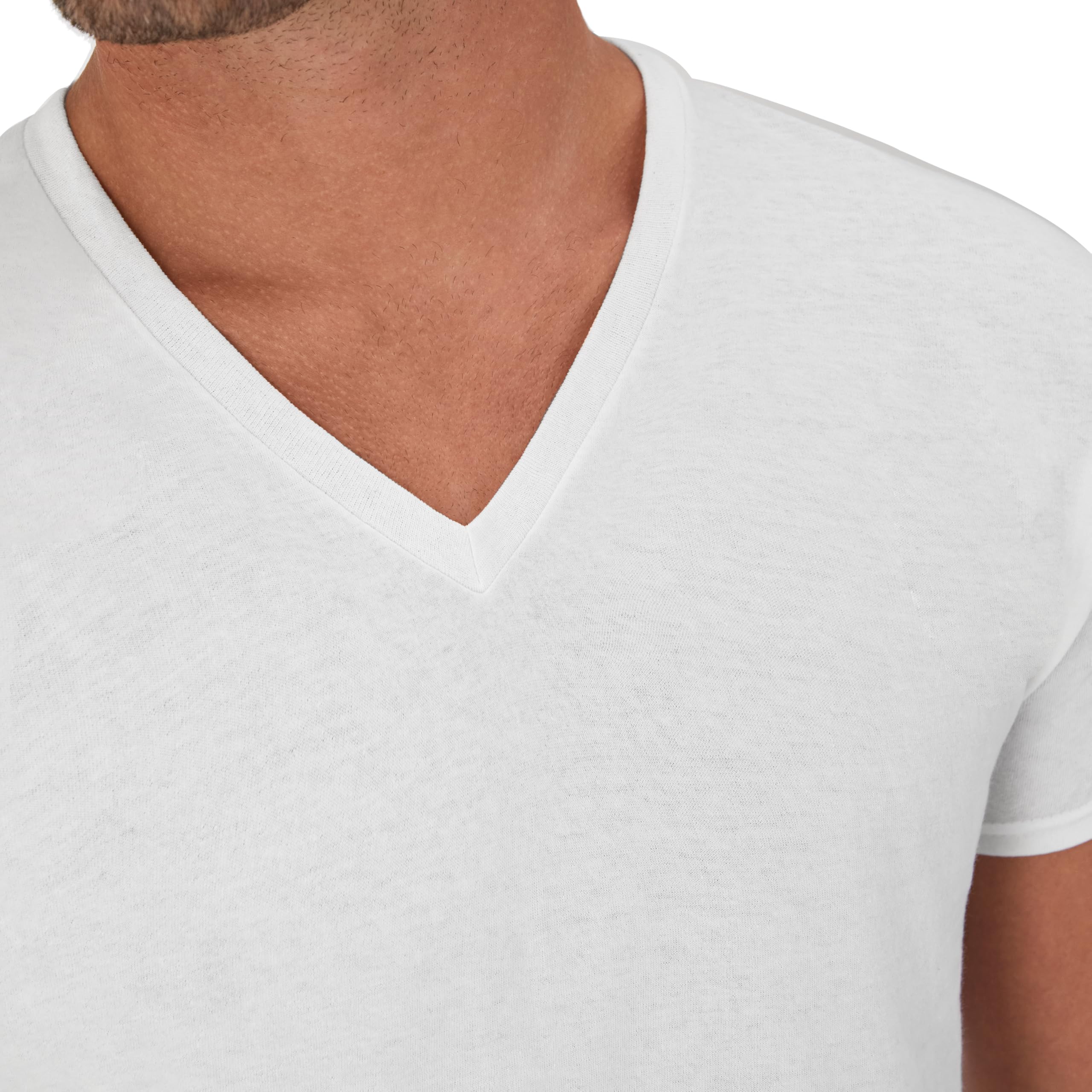 Hanes Mens Cotton, Moisture-wicking V-neck Tee Undershirts, Multiple Packs And Colors, White - 6 Pack, X-Large US