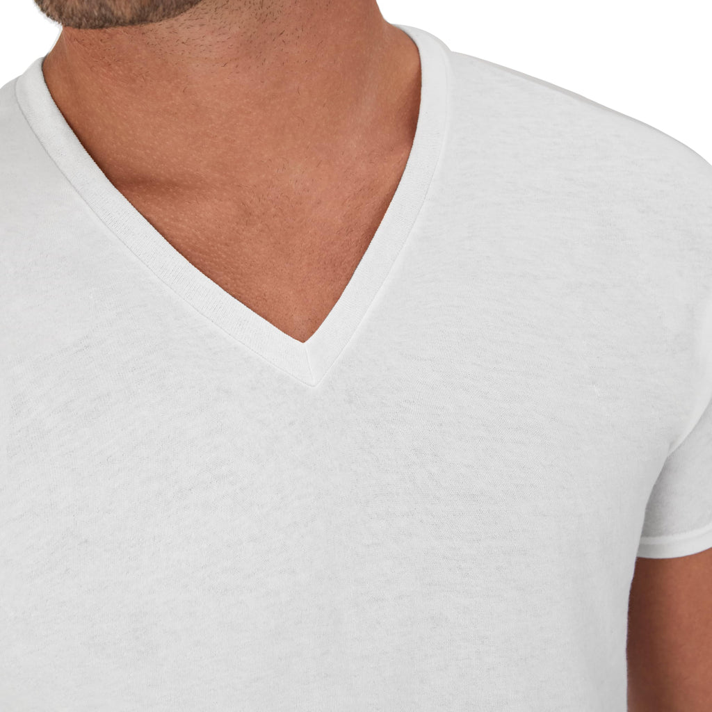 Hanes Mens Cotton, Moisture-wicking V-neck Tee Undershirts, Multiple Packs And Colors, White, Large US