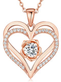 CDE Valentines Day Gifts for Women S925 Silver Rose Gold Heart Birthstone Necklaces for Women，Ideal Anniversary or Birthday Jewelry Gifts for Wife Girlfriend Her