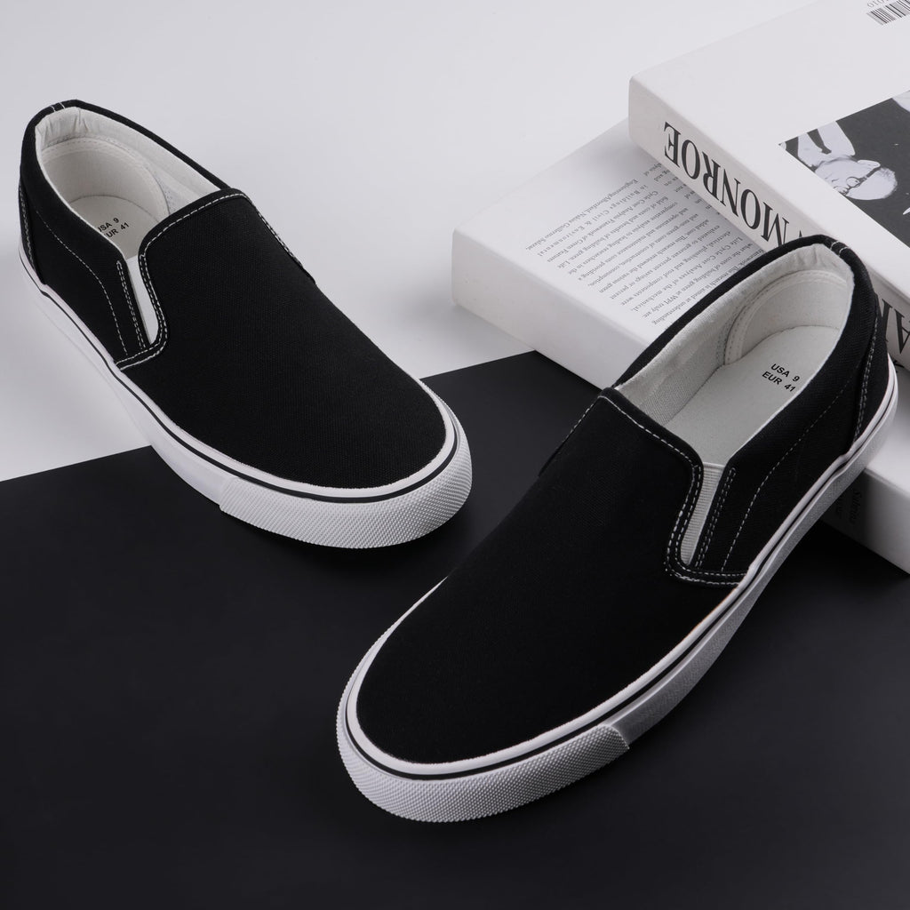Mens Classic Slip on Canvas Shoes Casual Loafers Fashion Sneakers Black