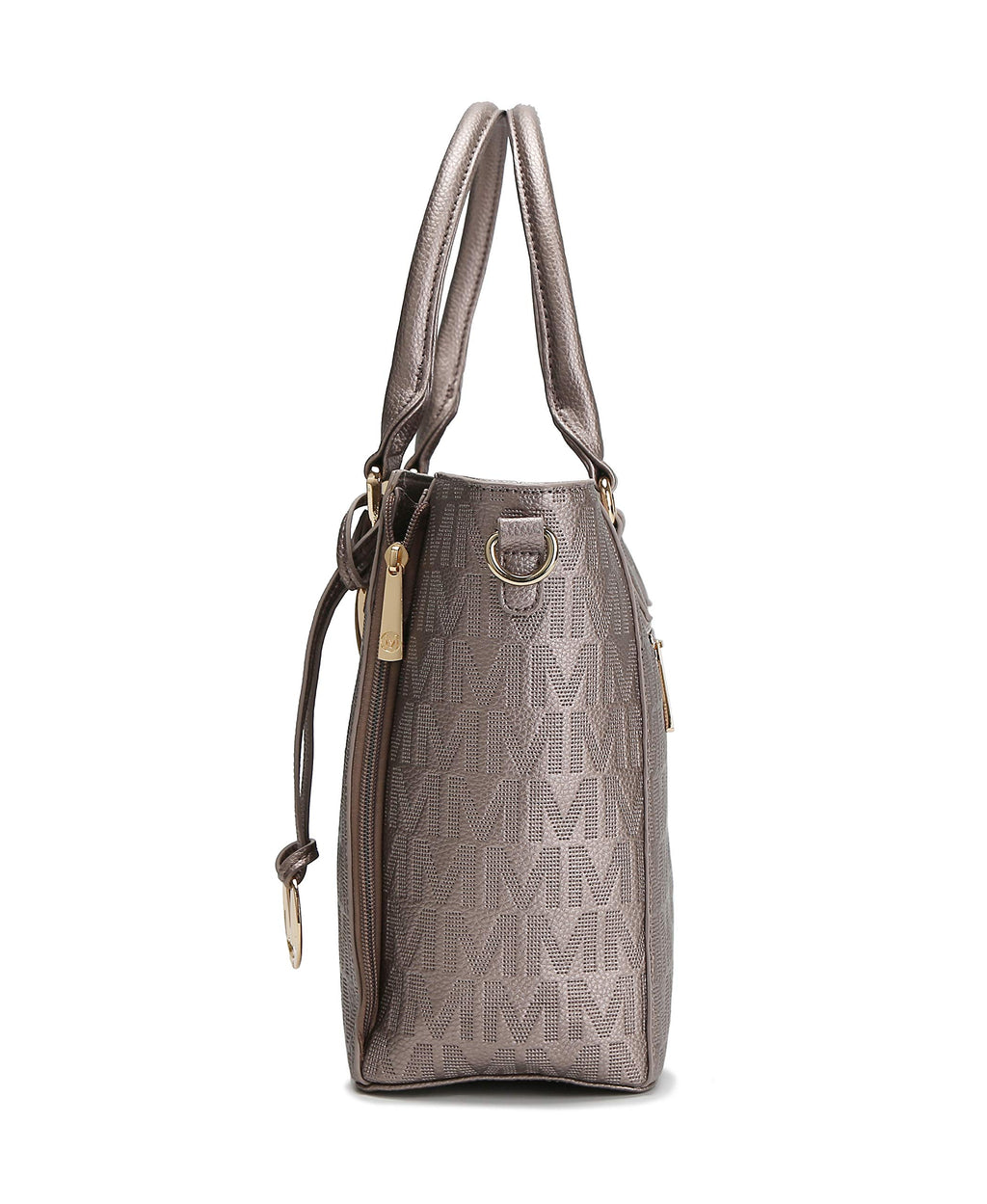 MKF Collection Crossbody Shoulder Bag for Women – PU Leather Top Handle Pocketbook – Roomy Tote Satchel Handbag Purse M Charm Pewter Silver by Mia k