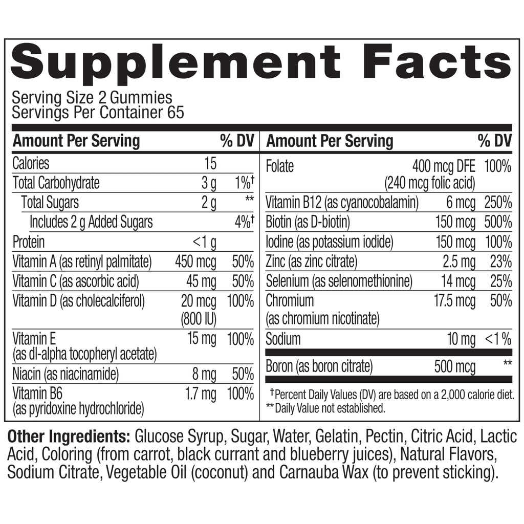 OLLY Women's Daily Multivitamin Gummy, Vitamins A, D, C, E, Biotin, Folic Acid, Adult Chewable Vitamin, Berry Flavor, 65 Day Supply - 130 Count
