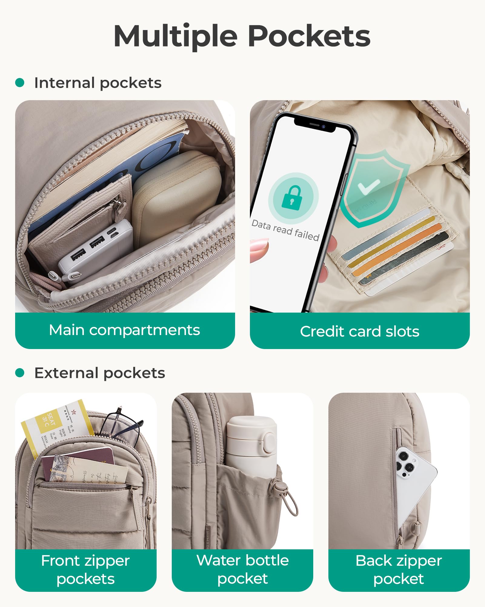 BAGSMART Small Sling Bag for Women, Puffer Crossbody Bag Purses Hobo Handbag Fanny Packs for Travel Hiking, Grey