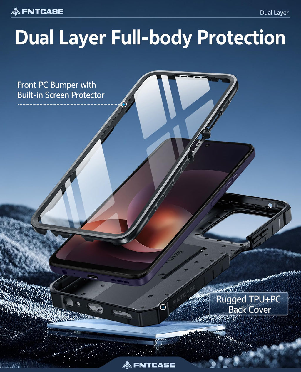 FNTCASE for Motorola Moto G-Power-5G-2026 Case: for Moto G Power 5G 2025 Case with Kickstand | Built-in Screen Protector Military Grade Drop Proof Protection Rugged Shockproof Protective Sturdy Black