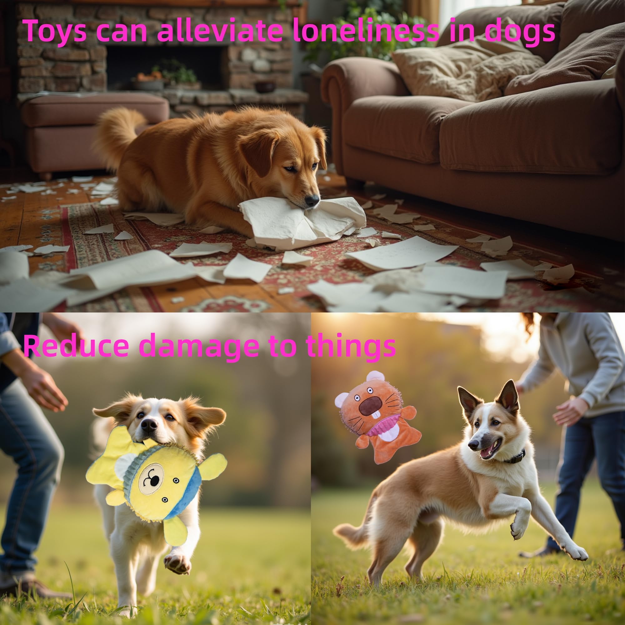 GZQKUSO 5-Pack Squeaky Dog Toys, Stuffed Plush Dog Toys with Squeak Crinkle Sounds to Keep Dogs Busy, Puppy Toys for Small, Medium, and Large Dogs