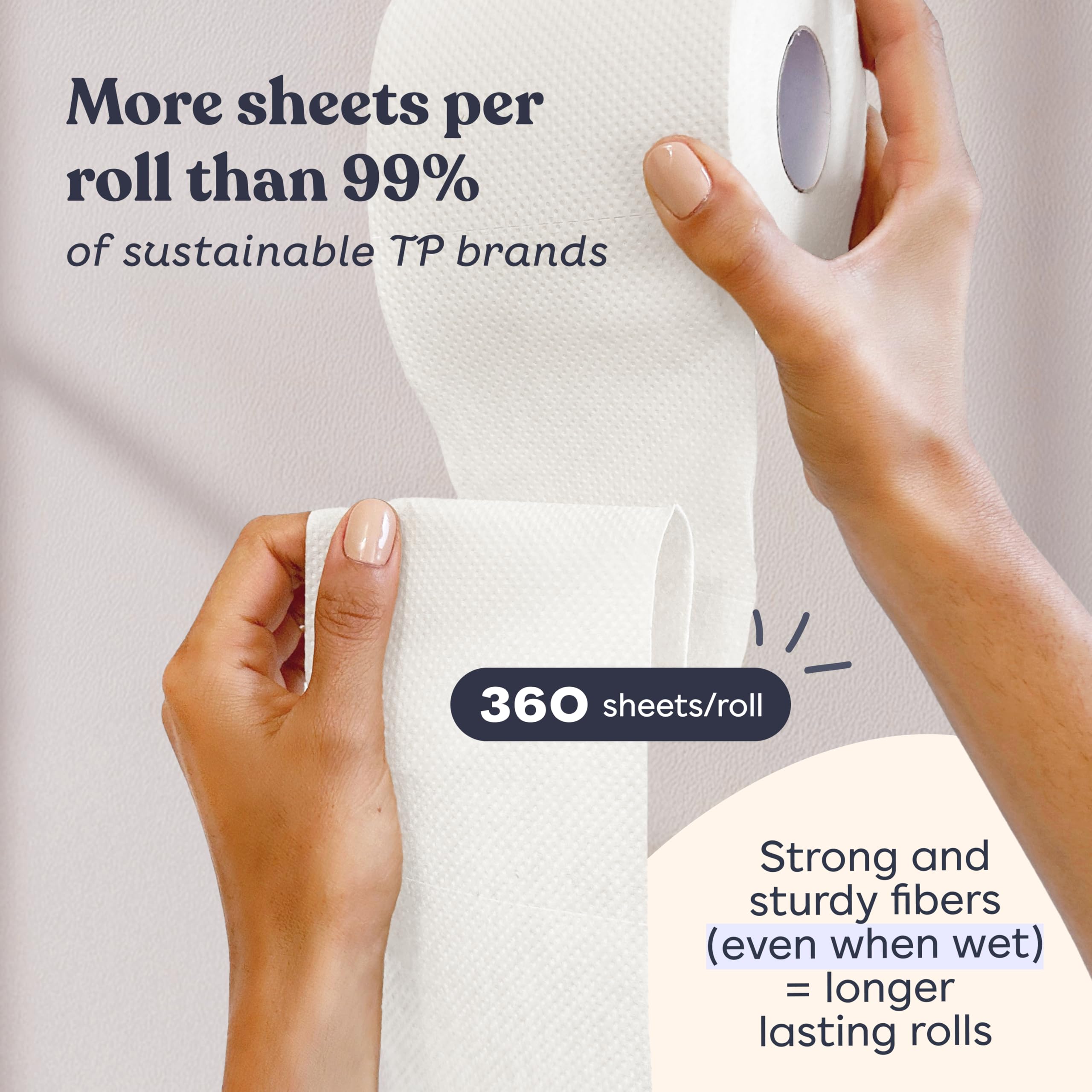 Betterway Bamboo Toilet Paper 3 Ply - Sustainable Toilet Tissue - 12 Long-Lasting Rolls & 360 Sheets Per Roll - Septic Safe - Organic, Plastic & PFAS Free - FSC Certified
