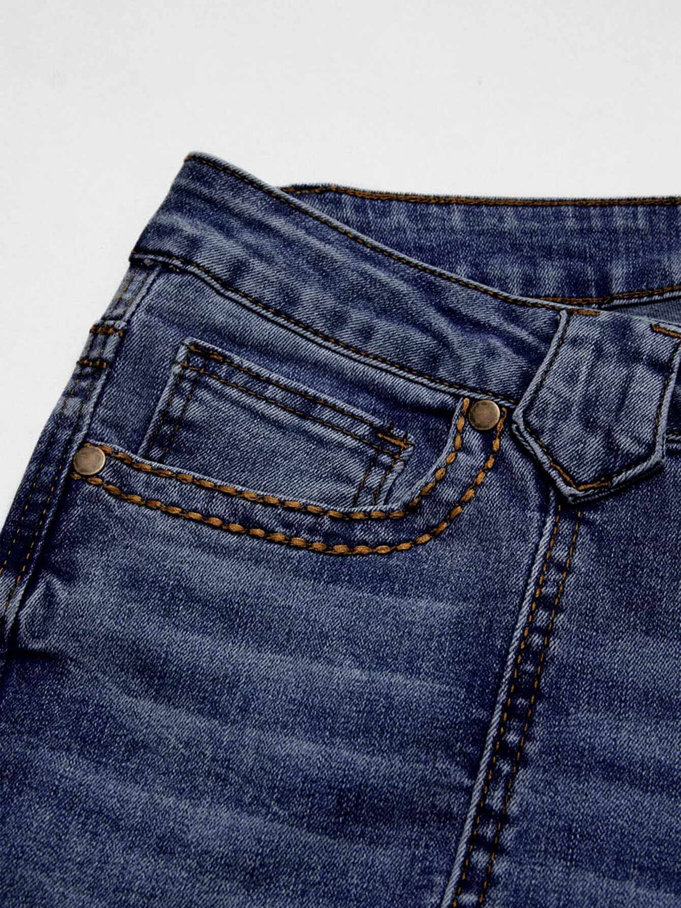 Flamingals Boot Cut Jeans for Women Mid Rise Butt Lifting Stretchy Trendy Bell Bottom Flare Denim Jeans Dark Blue M