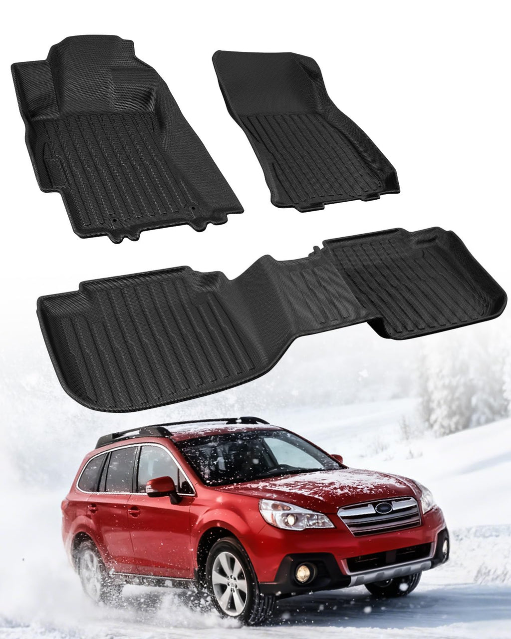 Car Floor Mats for Subaru Outback 2010-2014: All Weather Car Accessories for Outback & Legacy Sedan Mats 2014 2013 2012 2011 2010, Custom fit Front & 2nd Row 3PCS Protection