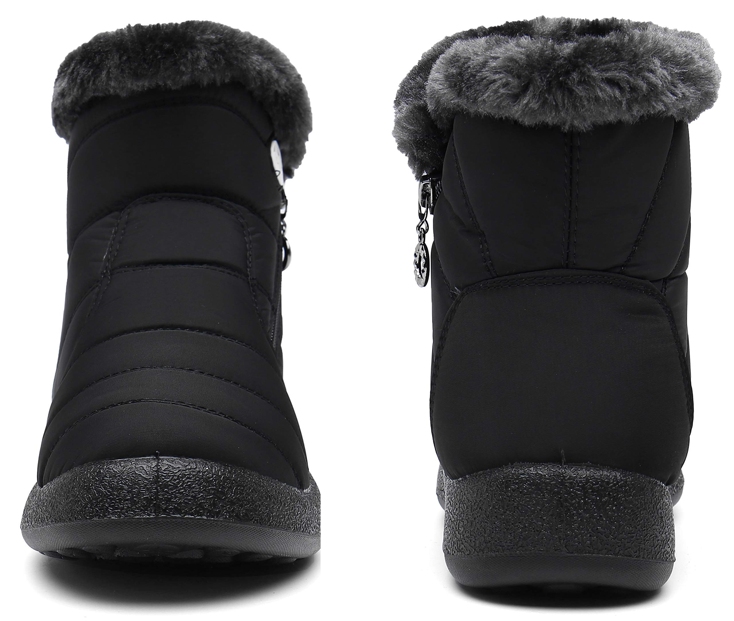 Hsyooes Womens Warm Fur Lined Winter Snow Boots Waterproof Ankle Boots Outdoor Booties Comfortable Shoes for Women,Black,9 M US=Label Size 41